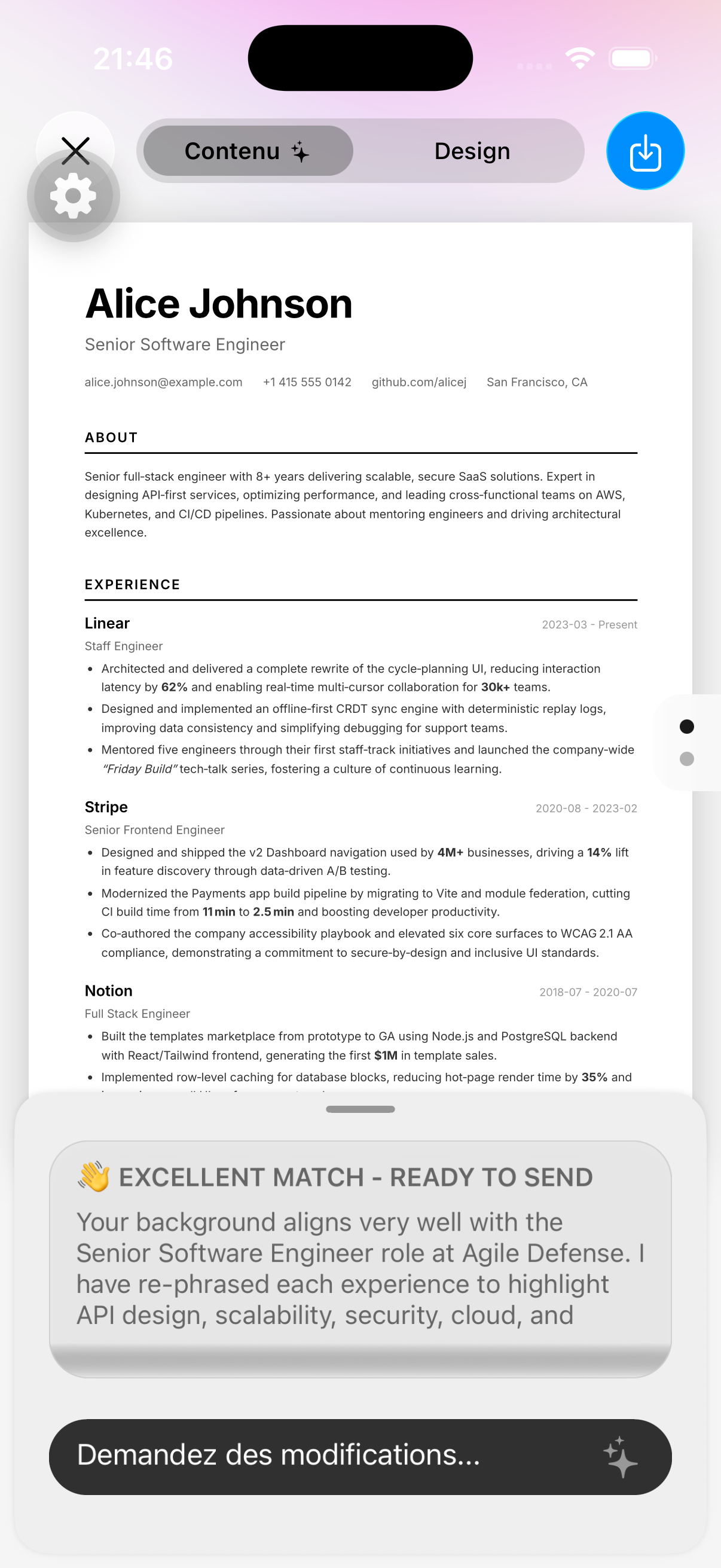 AI résumé content — LLM explains what changed